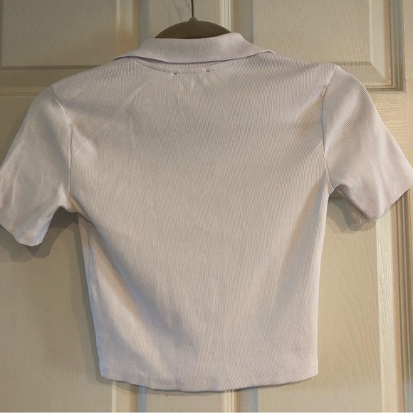 Zara cropped collar ribbed t shirt- size medium - Picture 3 of 10